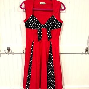 KillReal Rockabilly 50s Pinup Red Black Polka Dot Dress Size Medium